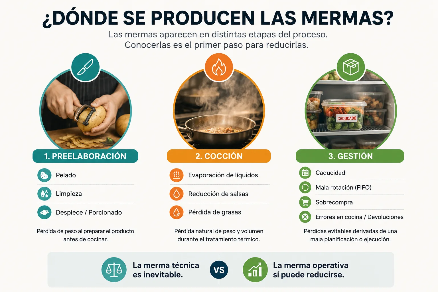 Onde se produz o desperdício: pré-elaboração, cozedura e gestão